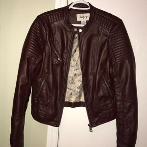 Faux brown leather jacket
